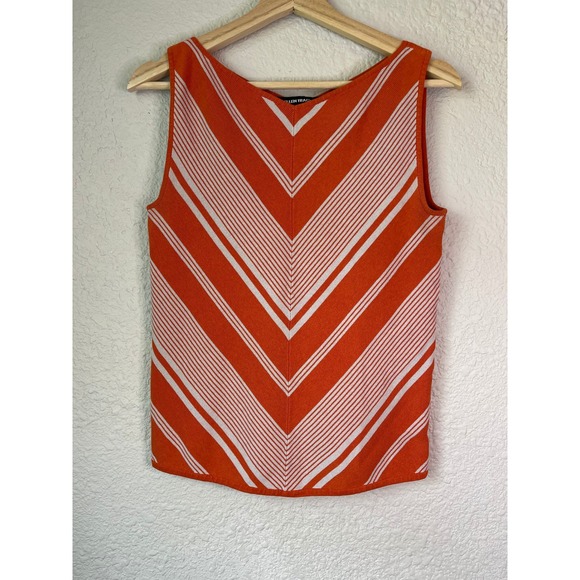 Ellen‎ Tracy Orange White Striped Sleeveless Top Women's Size S - Picture 1 of 3